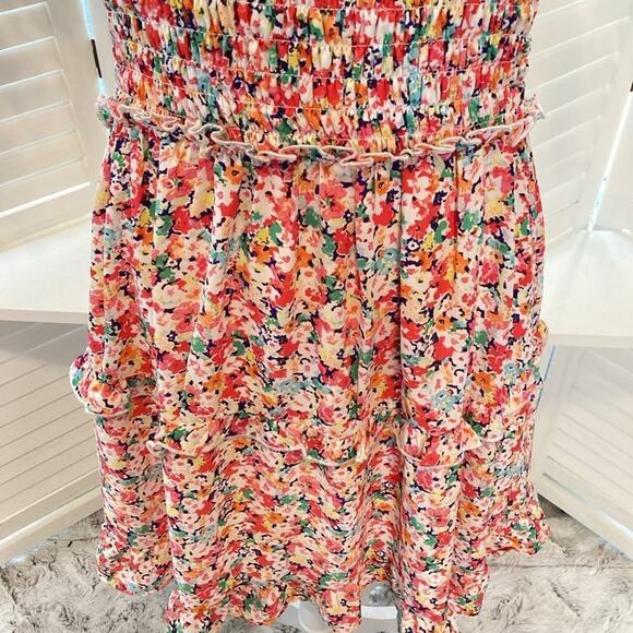 JESSICA SIMPSON NWOT MULTI COLOR FLORAL WITH SMOCKING SIZE LARGE - Picture 5 of 7